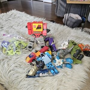 Vintage transformers box full of mixed pieces